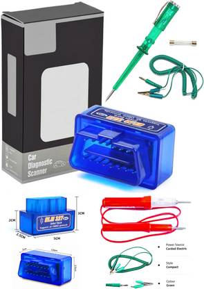 DANLITE TOOLS AND TECHNICIAN ELM 327 OBD V2.1 Adapter Bike Scanner with Voltage Tester and Continutiy Tester OBD Reader