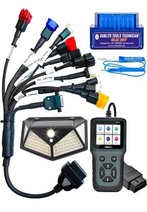 DANLITE TOOLS AND TECHNICIAN OBD Scanner with Universal All BS6 Bike Cable OBD Interface