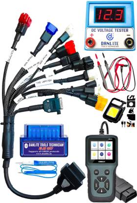 DANLITE TOOLS AND TECHNICIAN bs6 bike cable 11 cord with v311 obd scanner free elm obd and continuity tester OBD Reader