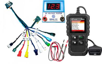 DANLITE TOOLS AND TECHNICIAN Launch Tech CR3001 Full OBD2 Scanner With 11 Cord All Bike Universal OBD Cable OBD Interface
