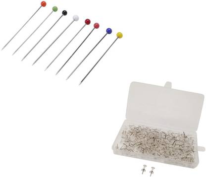 Sharum Crafts Round Head Ball Pin & Thumb Pin White (2)