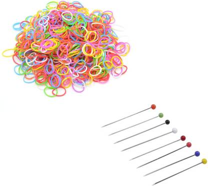 Sharum Crafts Rubber Elastic Small & Round Head Ball Pin