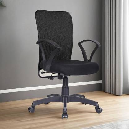 MAESTRO Metal Frame Covered with Mesh back Chair With Nylon Base & Fix handle Seat Fabric Office Arm Chair