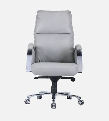 ardasinterior Ergonomic Grey Leatherette Executive Chair Leatherette Office Adjustable Arm Chair