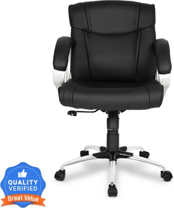 SAVYA HOME Columbas PU Leather Executive Ergonomic Office Chair|Upholstered & long armrest| Mesh Office Executive Chair