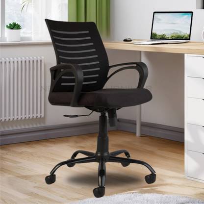 Newturn Boom Heavy Duty Metal Stand Revolving with Spacious Seat Workstation Synthetic Fiber Office Adjustable Arm Chair