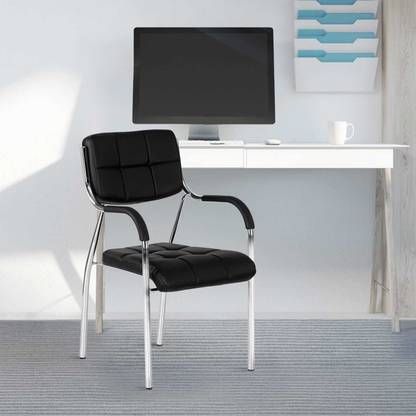Takhtaara Leatherette Heavy Duty Metal Frame Office/Visitor/Study Chair with Arms Polyester Office Executive Chair