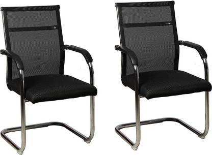 SOMRAJ Exclusive Office Chair Visitor with Steel Frame and Jali Net Back Chair Fabric Office Arm Chair