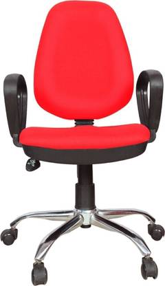 Rajpura 802 Cushioned Medium Back Revolving Chair with push back mechanism in Red Fabric Fabric Office Executive Chair