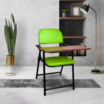 FURNIMAX Premium Leatherette Folding Study Chair With Cushion & Adjustable Writing Pad Fabric Study Folding Chair