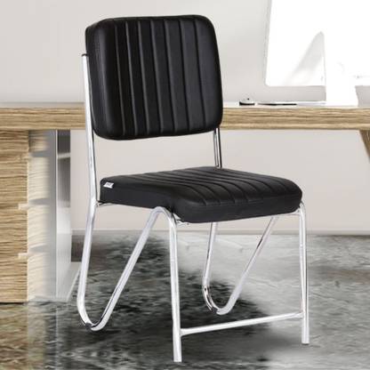 Da URBAN Norton Black Without Arms | Heavy Duty Frame | Study Chair | Leatherette Office Visitor Chair