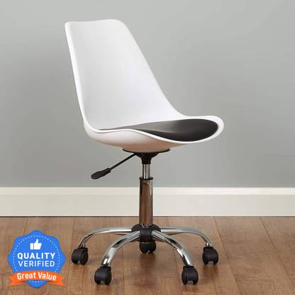 Flipkart Perfect Homes Height-Adjustable Stylish Modern Rotary Arm Office Study Desk Chair for Salon, Spa, Bar, Medical, Kitchen in White & Black Color Leatherette Office Executive Chair