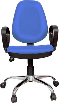 Rajpura 802 Cushioned Medium Back Revolving Chair with push back mechanism in Blue Fabric Office Executive Chair