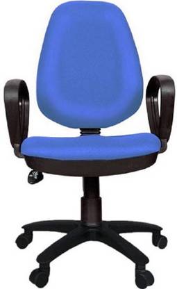 Rajpura 802 Cushioned PP Base Medium Back Revolving Chair with push back mechanism with pp base in Blue Fabric Office Executive Chair