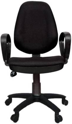 Rajpura 802 Cushioned PP Base Medium Back Revolving Chair with push back mechanism in Black Fabric (Black) Fabric Office Executive Chair
