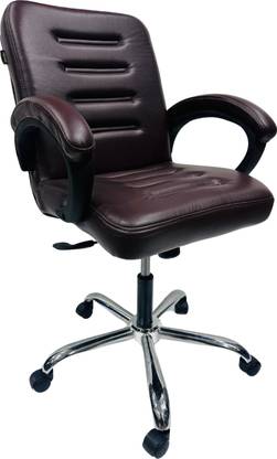 GOYALSON Ergonomic Office Home Study Reception Mid Back wheel Revolving arm Chair Leatherette Office Visitor Chair