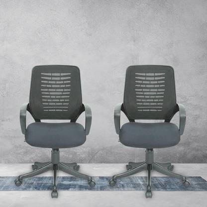 KVS INDIA Verbin Ergonomic Office Chair with Comfortable Mesh, Fixed Armrest & Sturdy Base Nylon Office Adjustable Arm Chair