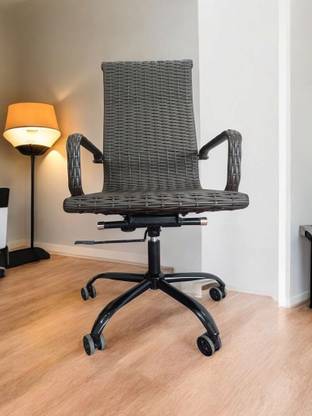 Faab International Faab Sleek HB Rattan Weaved, BROWN Synthetic, Synthetic Fiber Office Adjustable Arm Chair