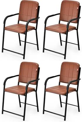 PP FURNITURE Office Visitor Study Chair with arm Rest with Iron Frame and Cushion seat Back Leatherette Office Visitor Chair