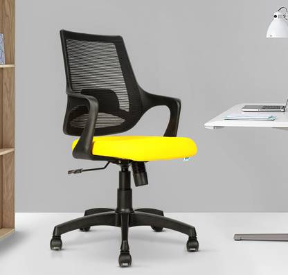 TEAL CLIO MB Mesh Office Executive Ergonomic Chair Yellow Fabric Office Arm Chair
