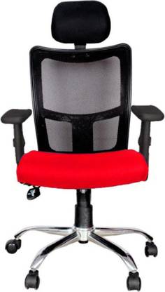 Rajpura Brio High Back Revolving Chair Adjustable Arms (RSE202 Red) Fabric Office Adjustable Arm Chair
