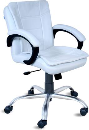 TAKOZI TK-302 White Middle Back Ergonomic (Home & Office Chair) Revolving Leatherette Office Executive Chair