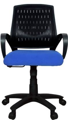 Rajpura Smart Medium Back Revolving Chair with Centre Tilt mechanism in Blue Fabric and Black mesh/net back Fabric Office Executive Chair