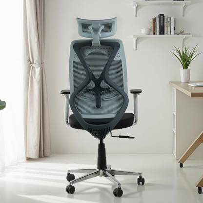 Wooden Street Pictor Office Chair, High Back Mesh Ergonomic Desk Chair with Comfortable Seat Nylon Office Adjustable Arm Chair