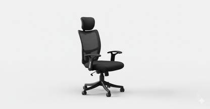 MAESTRO High Duty Elegant Black High Back Executive Office Boss with Chrome Arms Fabric Office Arm Chair