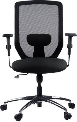 Wakefit Sandra Medium Back Chrome Base Fabric Office Adjustable Arm Chair