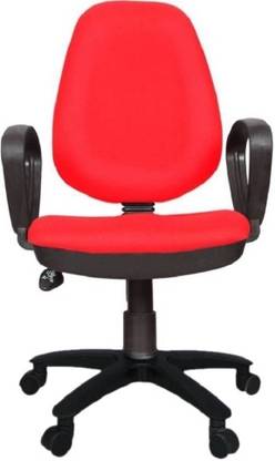 Rajpura Rajpura 802 Cushioned PP Base Medium Back Revolving Chair with push back mechanism in Red Fabric Office Executive Chair (Red) Fabric Office Executive Chair