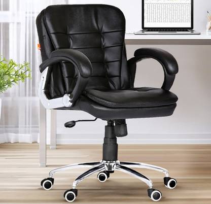 Da URBAN Milford Black Revolving | Mid Back | Ergonomic | Home & Office | Leatherette Office Executive Chair