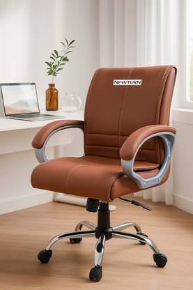 Newturn MAXSON Mid back Leather Office revolving Leather Office Adjustable Arm Chair