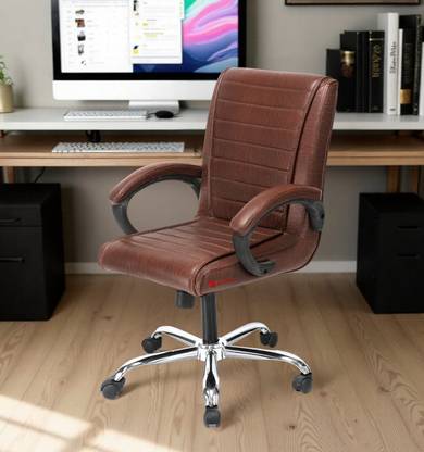 P P CHAIR Ergonomic Home & Office Study Reception Executive revolving Chair with wheels Leatherette Office Arm Chair