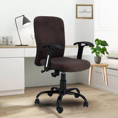 Newturn Zebra Heavy Duty Metal Stand Fixed Handle Revolving Workstations Study Room Synthetic Fiber Office Adjustable Arm Chair