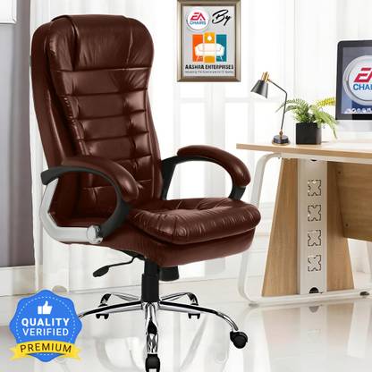 AASHRA ENTERPRISES E.A Office D-42 Boss Designer Chair PP Chrome Arms High Back Executive Chair Leatherette Office Arm Chair