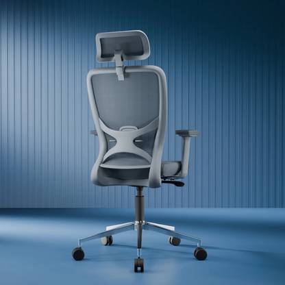 Vergo Aura High Back Ergonomic Chair, 3D Armrest, Aluminum Base, Home, Study, Premium Mesh, Fabric Office Adjustable Arm Chair