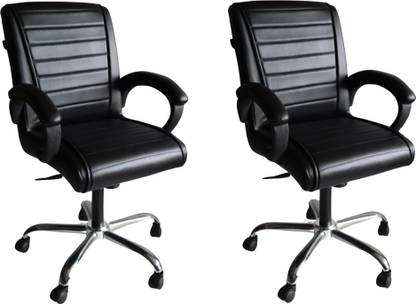 GOYALSON Executive Ergonomic Office Home Study Reception Mid Back Revolving arm Chair Leatherette Office Visitor Chair