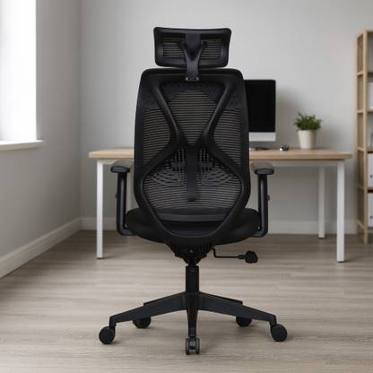 VRIKSHH High Back Ergonomic Office Chair Heavy Duty | Metal Base & Adjustable Head rest Mesh Office Adjustable Arm Chair