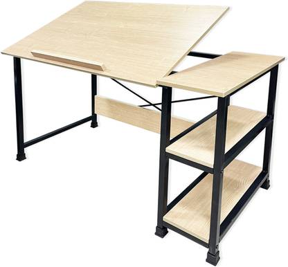 KAWACHI Drafting Desk Drawing Computer Laptop Study Table 2 Storage Shelf Engineered Wood Study Table