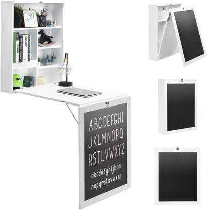 spacepanda Kenji Pre Laminated Wall Mounted Table, Fold Out Convert Desk with A Blackboard Solid Wood Multipurpose Table