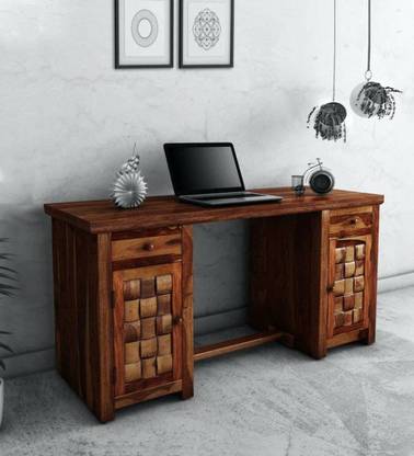 Wood Print Study Table with storage Solid Wood Study Table