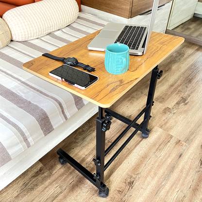 KAWACHI Portable Height Adjustable Bedside Patient Tray Overbed Laptop Table Engineered Wood Study Table
