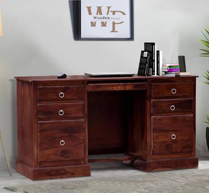 WoodenPoint study table computer desk office desk office table computer table sheesham wood Solid Wood Study Table