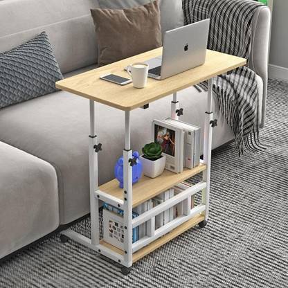 SAVYA HOME Adjustable Height Movable Desk With Wheels for Home Office Couch Bedside Table Solid Wood Multipurpose Table