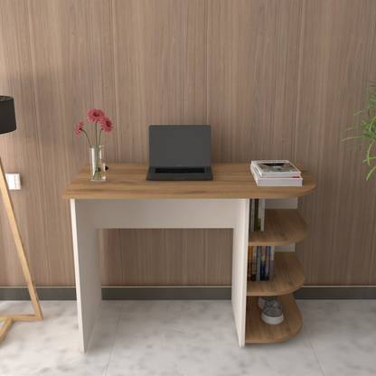 spacesbyU Duo Curvo Study Table with Storage | Computer Table | Office Table | Engineered Wood Study Table