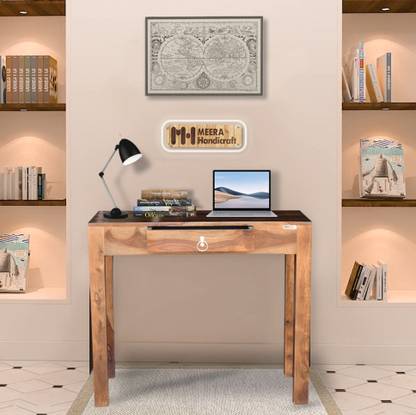 Meera Handicraft Pure Sheesham Wooden Writing Study Desk Computer Laptop Table For Home & Office Solid Wood Study Table