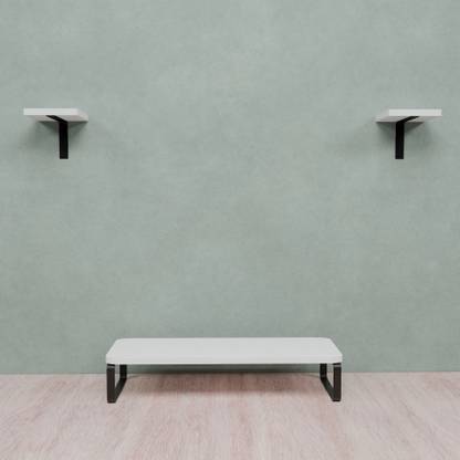Flux Flux Multi-Functional Monitor Stand & 2.1 Speaker Stand Combo(White) Engineered Wood Office Table