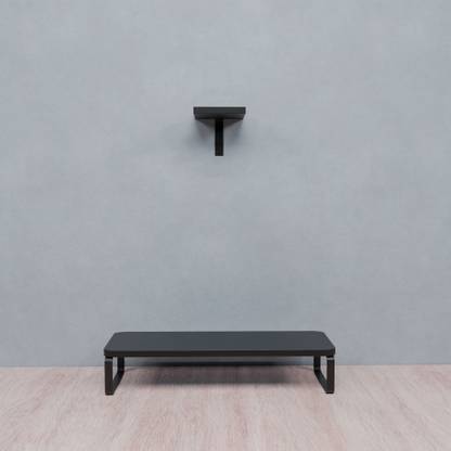 Flux Flux Wooden Monitor Stand Organizer & Wall Mounted Plant Shelf Free Combo(Black) Engineered Wood Office Table