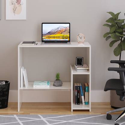 WOODWIDER Vivian WFH Computer Table & Gaming Desk with Shelf, Engineered Wood Study Table